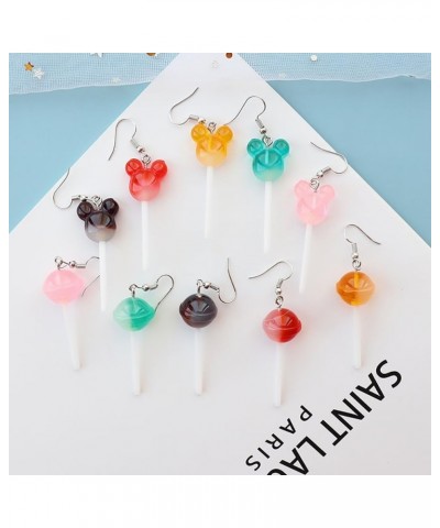 Cute Mouse Mice Lollipop Dangle Hook Earrings Resin Cartoon Animal Sweet Candy Drop Fake Huggie Hoops Earring Fashion Jewelry...