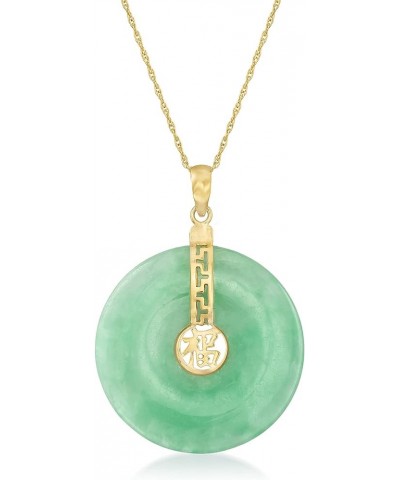 Jade Blessing Circle Pendant Necklace in 14kt Yellow Gold 18.0 Inches $94.50 Necklaces