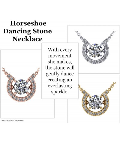 Horseshoe Dancing Gemstone Necklace, Sterling Silver w/Pure Brilliance Zirconia rose gold plated sterling silver $25.83 Neckl...