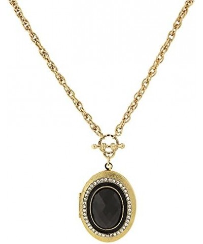 1928 Jewelry Oval Heirloom Euro Crystal Oval Stone Photo Locket Pendant Necklace For Women 30 Jet Black $31.57 Necklaces