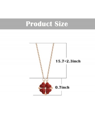 Lucky Leaf Necklace for Women, Four Leaf Clover and Heart Shape Can Be Switched Freely, Jewelry Gifts for Women Birthday/Anni...