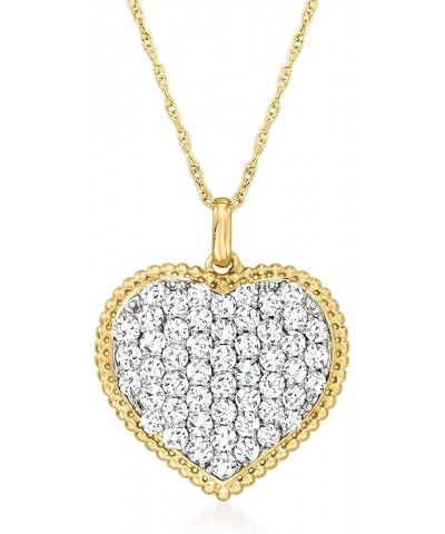 1.00 ct. t.w. Pave Diamond Heart Pendant Necklace in 14kt Yellow Gold 18.0 Inches $303.80 Necklaces