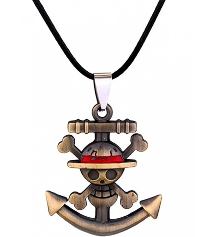 3Pcs Anime Necklace Keychain One Piece Cosplay Pendant Luffy Skeleton The Straw Hat Pirates Rope Chain Pendant Necklace Cap $...