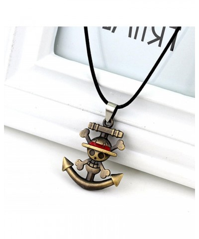 3Pcs Anime Necklace Keychain One Piece Cosplay Pendant Luffy Skeleton The Straw Hat Pirates Rope Chain Pendant Necklace Cap $...