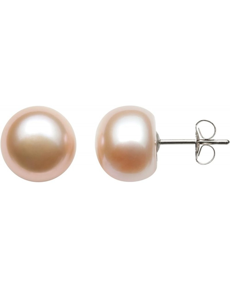 Natural Pink Cultured Freshwater Pearl Stud Earrings for Women Sterling Silver 7.0-8.0mm $24.38 Earrings