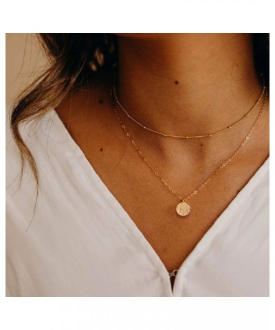 Gold Layered Choker Necklace 14K Gold Plated Bar Coin Charm Pendant Neckalce Delicate Multilayer Choker Necklaces for Women M...