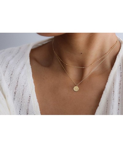 Gold Layered Choker Necklace 14K Gold Plated Bar Coin Charm Pendant Neckalce Delicate Multilayer Choker Necklaces for Women M...