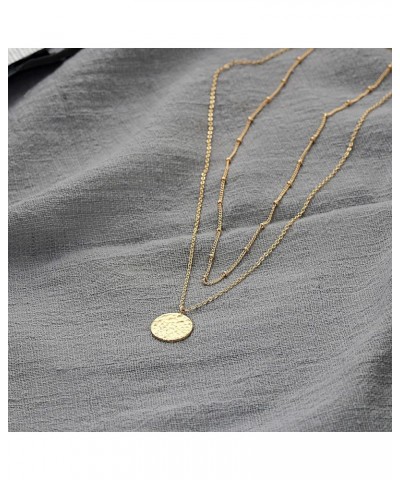 Gold Layered Choker Necklace 14K Gold Plated Bar Coin Charm Pendant Neckalce Delicate Multilayer Choker Necklaces for Women M...