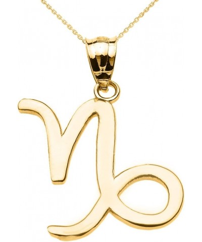 14K Yellow Gold Zodiac Astrological Sign Charm Personalized Pendant Necklace - Choice of Symbol & Chain Length 22" Capricorn:...