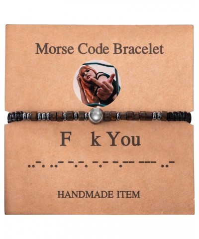 Inspirational Personalized Photo Morse Code Flat Knot Torus Bracelet for Women Men Custom Gifts for Any Occasion F k You $12....