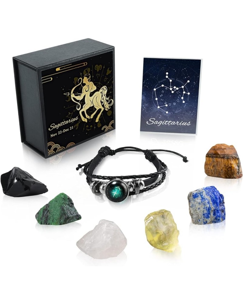 Leo Healing Crystals Gift Ideas 12 Zodiac Signs Natural Healing Crystals with Horoscope Box Set, 6 Crystal Stones, 1 Zodiac B...