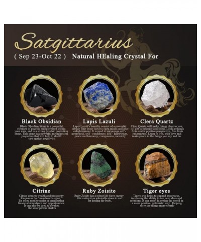 Leo Healing Crystals Gift Ideas 12 Zodiac Signs Natural Healing Crystals with Horoscope Box Set, 6 Crystal Stones, 1 Zodiac B...