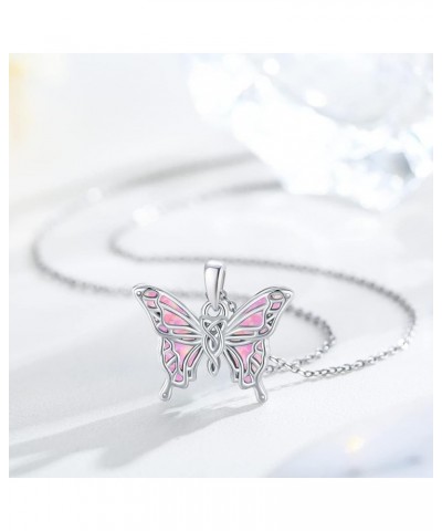 Butterfly Necklaces for Women 925 Sterling Silver Butterfly Jewelry Pendant Butterfly Necklace Gifts for Girls B-Opal-Pink $2...