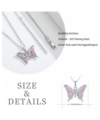 Butterfly Necklaces for Women 925 Sterling Silver Butterfly Jewelry Pendant Butterfly Necklace Gifts for Girls B-Opal-Pink $2...