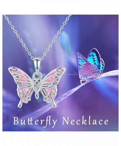 Butterfly Necklaces for Women 925 Sterling Silver Butterfly Jewelry Pendant Butterfly Necklace Gifts for Girls B-Opal-Pink $2...