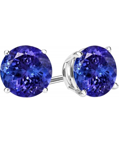 1/2-10 Carat Total Weight Natural Tanzanite Stud Earrings 4 Prong Push Back 2.01 Carat 14K White Gold $1.00 Earrings