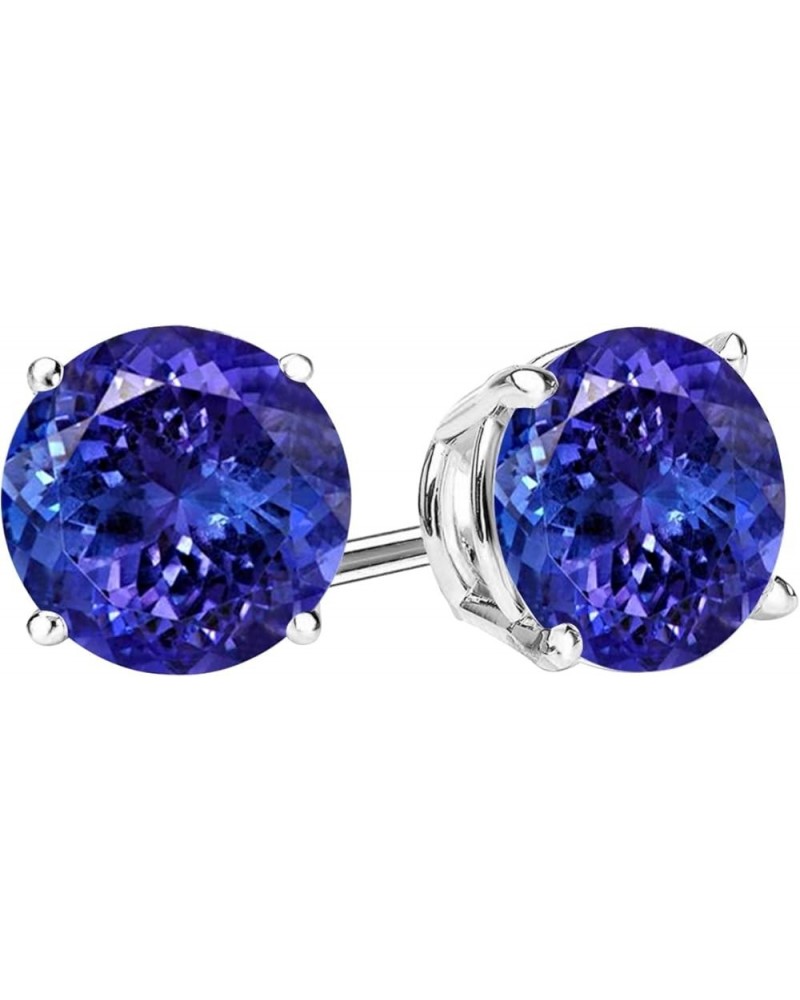 1/2-10 Carat Total Weight Natural Tanzanite Stud Earrings 4 Prong Push Back 2.01 Carat 14K White Gold $1.00 Earrings