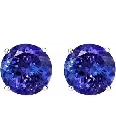 1/2-10 Carat Total Weight Natural Tanzanite Stud Earrings 4 Prong Push Back 2.01 Carat 14K White Gold $1.00 Earrings