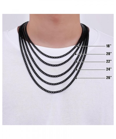 3.5mm Silver Tone/Black / 14K Gold Plated Chains for Men, Mens Necklace Chains Stainless Steel Cuban Link Chain Necklace for ...