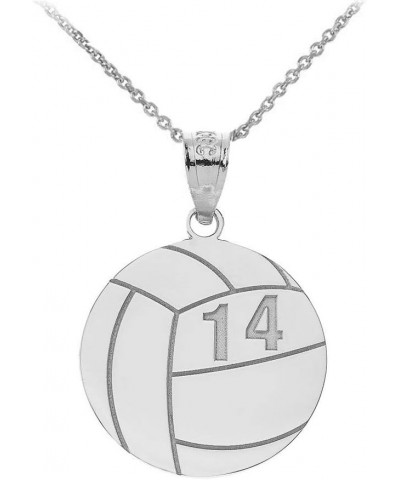 Sports Charm 925 Sterling Silver Customized Beach Volleyball Pendant Necklace with Your Name and Number - Choice of Pendant O...