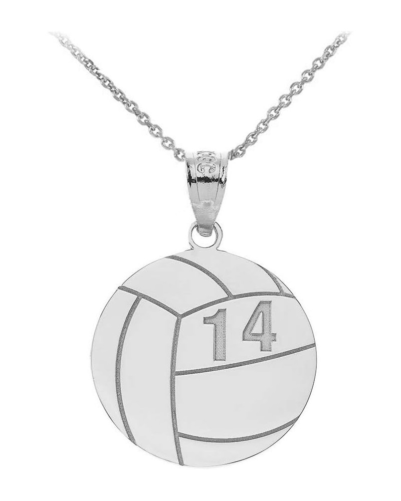 Sports Charm 925 Sterling Silver Customized Beach Volleyball Pendant Necklace with Your Name and Number - Choice of Pendant O...