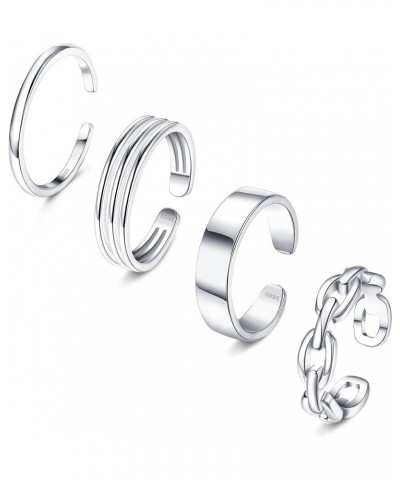 925 Sterling Silver Toe Rings For Women Adjustable Triple Band Toe Ring Set Cute Toe Rings Jewelry Silver $11.90 Body Jewelry