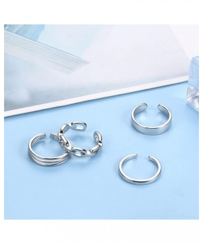 925 Sterling Silver Toe Rings For Women Adjustable Triple Band Toe Ring Set Cute Toe Rings Jewelry Silver $11.90 Body Jewelry