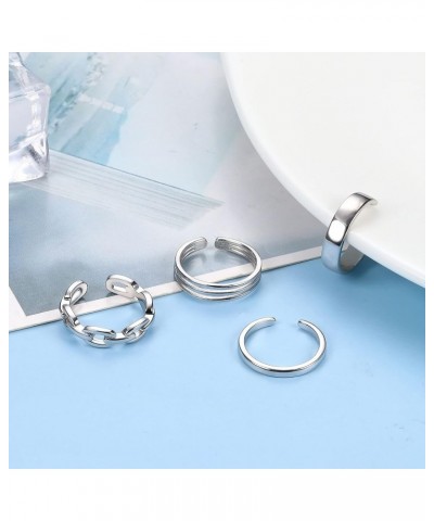 925 Sterling Silver Toe Rings For Women Adjustable Triple Band Toe Ring Set Cute Toe Rings Jewelry Silver $11.90 Body Jewelry