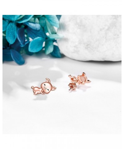 Animal Stud Earrings 925 Sterling Silver Cute Dinosaur/Cat/Pig/Elephant/Tiger/Penguin/Chicken/Hedgehog Earrings Animal Jewelr...