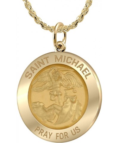 Ladies 14k Yellow Gold 15mm Saint Michael Round Polished Solid Pendant Necklace, 16in to 24in 20in 1.5mm Rope Chain $211.52 N...