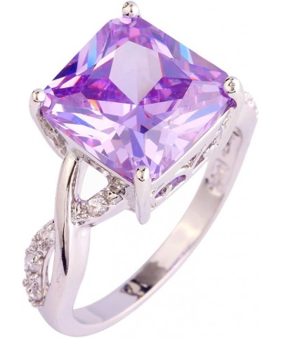 925 Sterling Silver Plated Emerald Cut Filled 10x12mm Amethyst Dainty Hollow Wedding Ring for Women B_Lavender US6 $4.79 Others