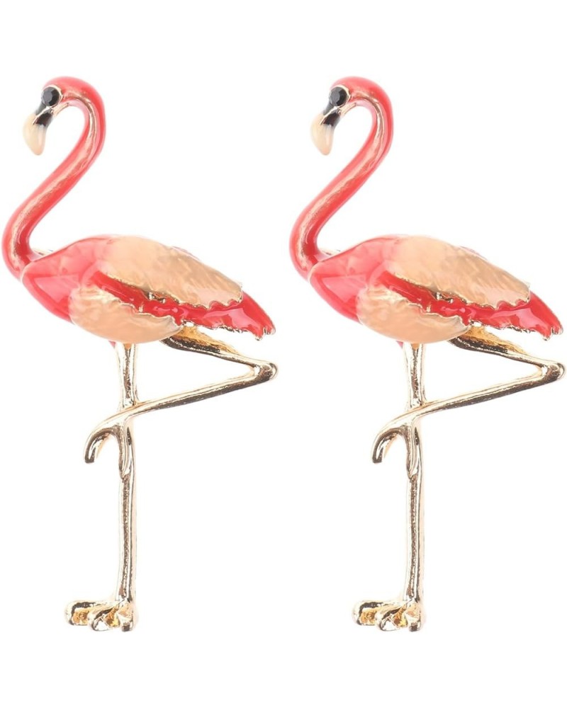 2pcs Flamingo Brooch Pin Bird Pearl Enamel Lapel Pins Animal Pins for Women Girls Corsage Badge Gifts Hawaiian Tropical Party...