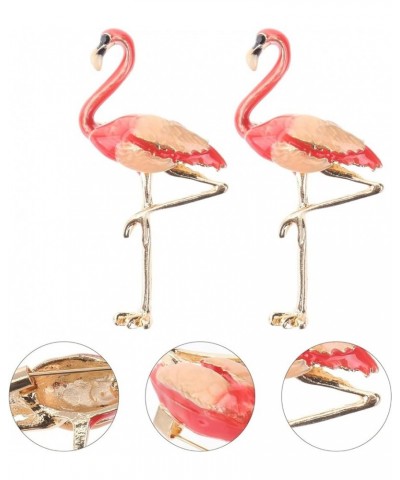 2pcs Flamingo Brooch Pin Bird Pearl Enamel Lapel Pins Animal Pins for Women Girls Corsage Badge Gifts Hawaiian Tropical Party...