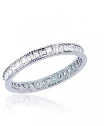 Sterling Silver 1.5x2mm Channel Set Baguette Cubic Zirconia Eternity Band Stackable Ring $9.35 Rings