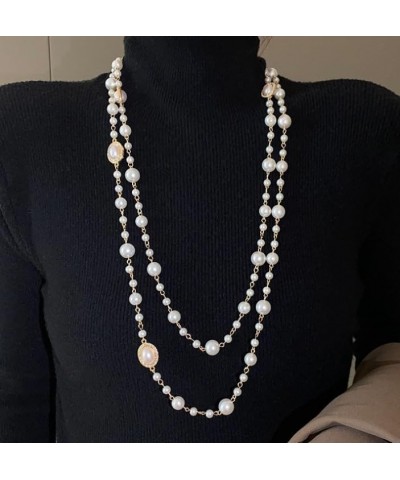 Vintage 1920s Fashion Faux Pearls Beads Long Multi-layer Necklace 7 $16.80 Necklaces