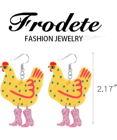 Chicken Earrings for Women Acrylic Boot Big Chicken Earrings Funky Earrings for Women Chicken Earrings for Girls Chick Earrin...