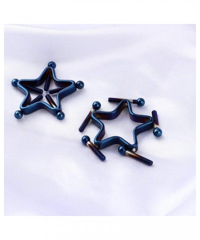 Sexy Body Piercing Rings Adjustable Surgical Steel Non-Pierced Nipple Shields Rings Screw Clip on Body Jewelry Blue One Size ...