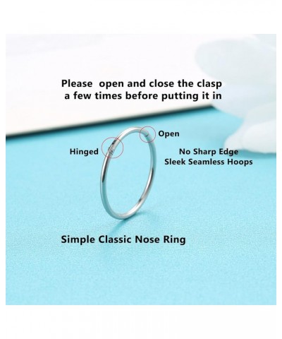 Hinged 20g 18g 16g Nose Rings Hoops 6mm 8mm 10mm 12mm 14mm 16mm Septum Ring Clicker Cartilage Helix Hoop Earrings Set 18g 7mm...