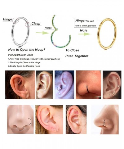 Hinged 20g 18g 16g Nose Rings Hoops 6mm 8mm 10mm 12mm 14mm 16mm Septum Ring Clicker Cartilage Helix Hoop Earrings Set 18g 7mm...