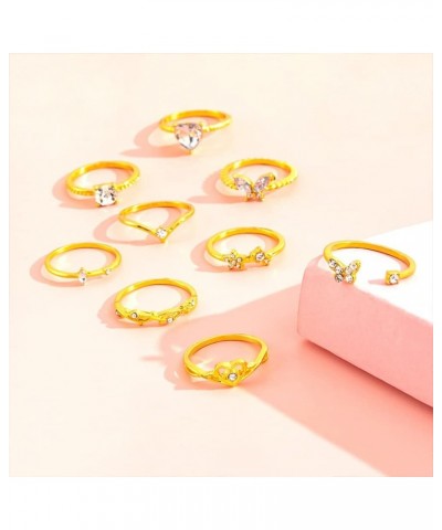 Black Knuckle Rings Set for Women Girls Vintage Stackable Midi Rings Boho Crystal Pearl Sea Wave Finger Ring Pack P $6.83 Rings