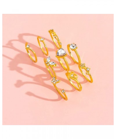 Black Knuckle Rings Set for Women Girls Vintage Stackable Midi Rings Boho Crystal Pearl Sea Wave Finger Ring Pack P $6.83 Rings