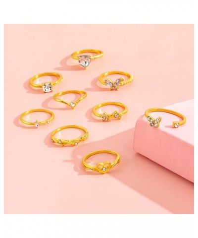 Black Knuckle Rings Set for Women Girls Vintage Stackable Midi Rings Boho Crystal Pearl Sea Wave Finger Ring Pack P $6.83 Rings