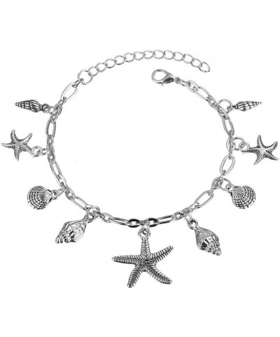 Boho Starfish Anklet Seashell Ankle Bracelet Silver Foot Jewelry for Women and Girls $7.27 Anklets