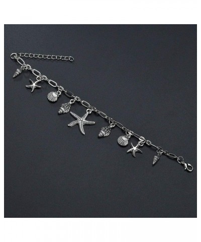 Boho Starfish Anklet Seashell Ankle Bracelet Silver Foot Jewelry for Women and Girls $7.27 Anklets