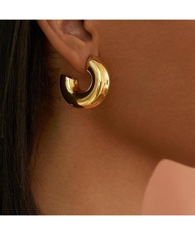 Silver Chunky Gold Earrings for Women Large Earrings Thick Gold Hoop Earrings Big Bold Earrings Gold Statement Earrings Chunk...