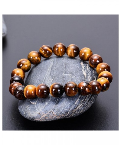 Natural Tiger Eye Bracelet Stress Relief Elastic Yoga Agate Beads Bracelet Bangle for Men Women stype9 $8.63 Bracelets