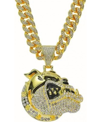 Bulldog Bull Dog Gold, Silver Plated Large Bling Pendant & 13mm 18" 20" 24" 30" Iced Cubic Zirconia Cuban Chain Hip Hop Jewel...