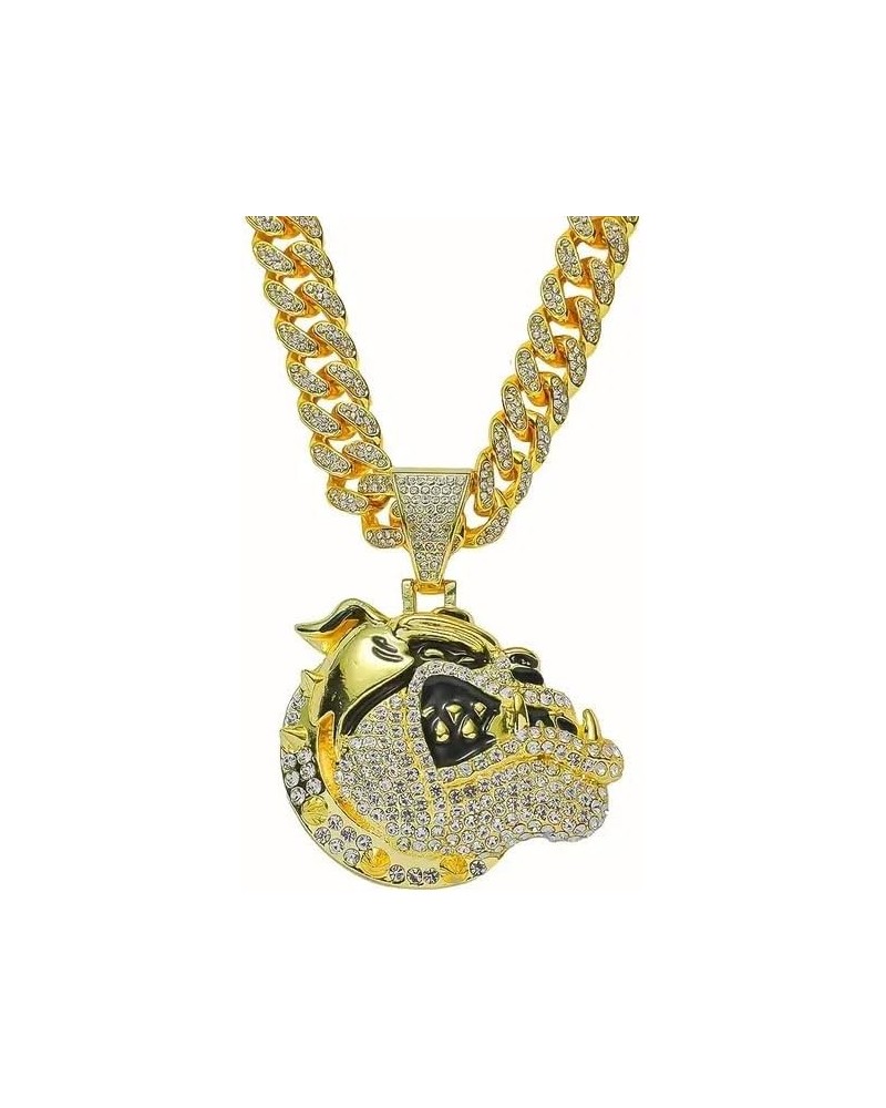 Bulldog Bull Dog Gold, Silver Plated Large Bling Pendant & 13mm 18" 20" 24" 30" Iced Cubic Zirconia Cuban Chain Hip Hop Jewel...