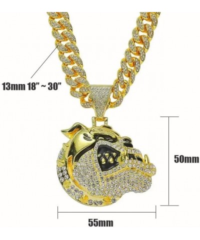 Bulldog Bull Dog Gold, Silver Plated Large Bling Pendant & 13mm 18" 20" 24" 30" Iced Cubic Zirconia Cuban Chain Hip Hop Jewel...