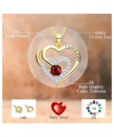 Necklaces for Women,I LOVE YOU 18K Plated/925 Hypoallergenic Silver Heart Birthstone Pendant,Anniversary Jewelry Birthday Sta...